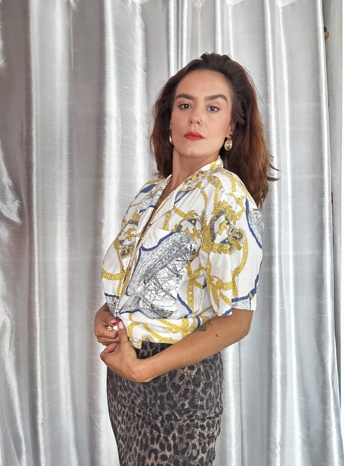 Chemise vintage fluide imprimé marin