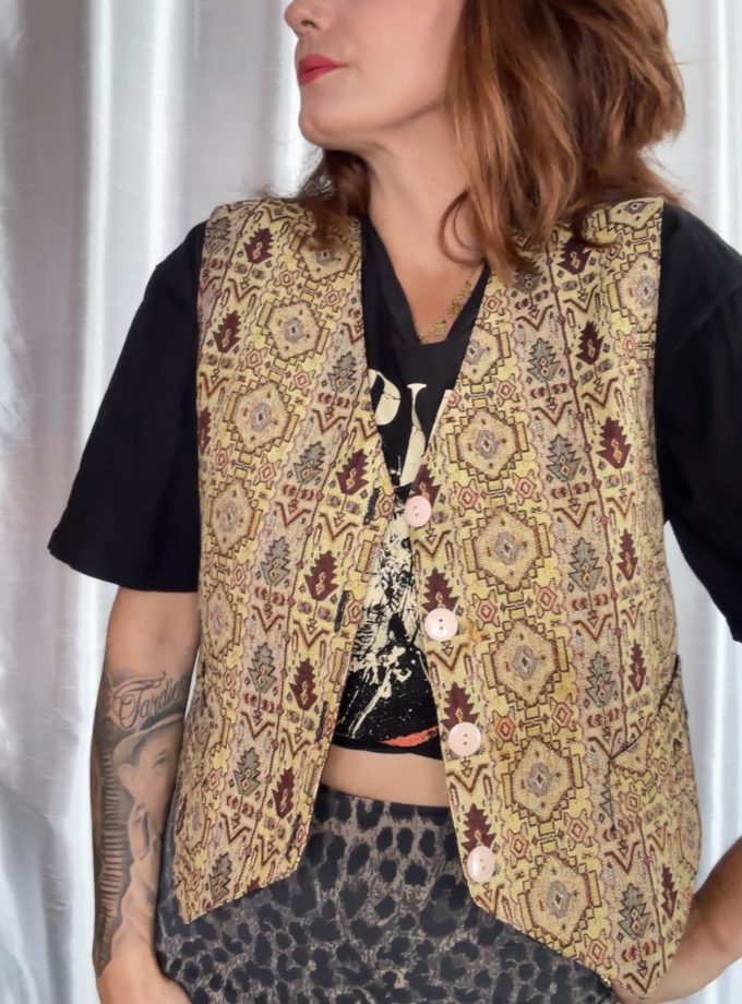 Gilet vintage Ericobre – Tissu tapisserie