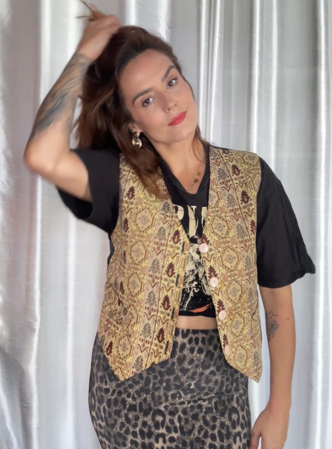 Gilet vintage Ericobre – Tissu tapisserie
