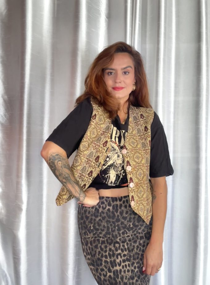 Gilet vintage Ericobre – Tissu tapisserie