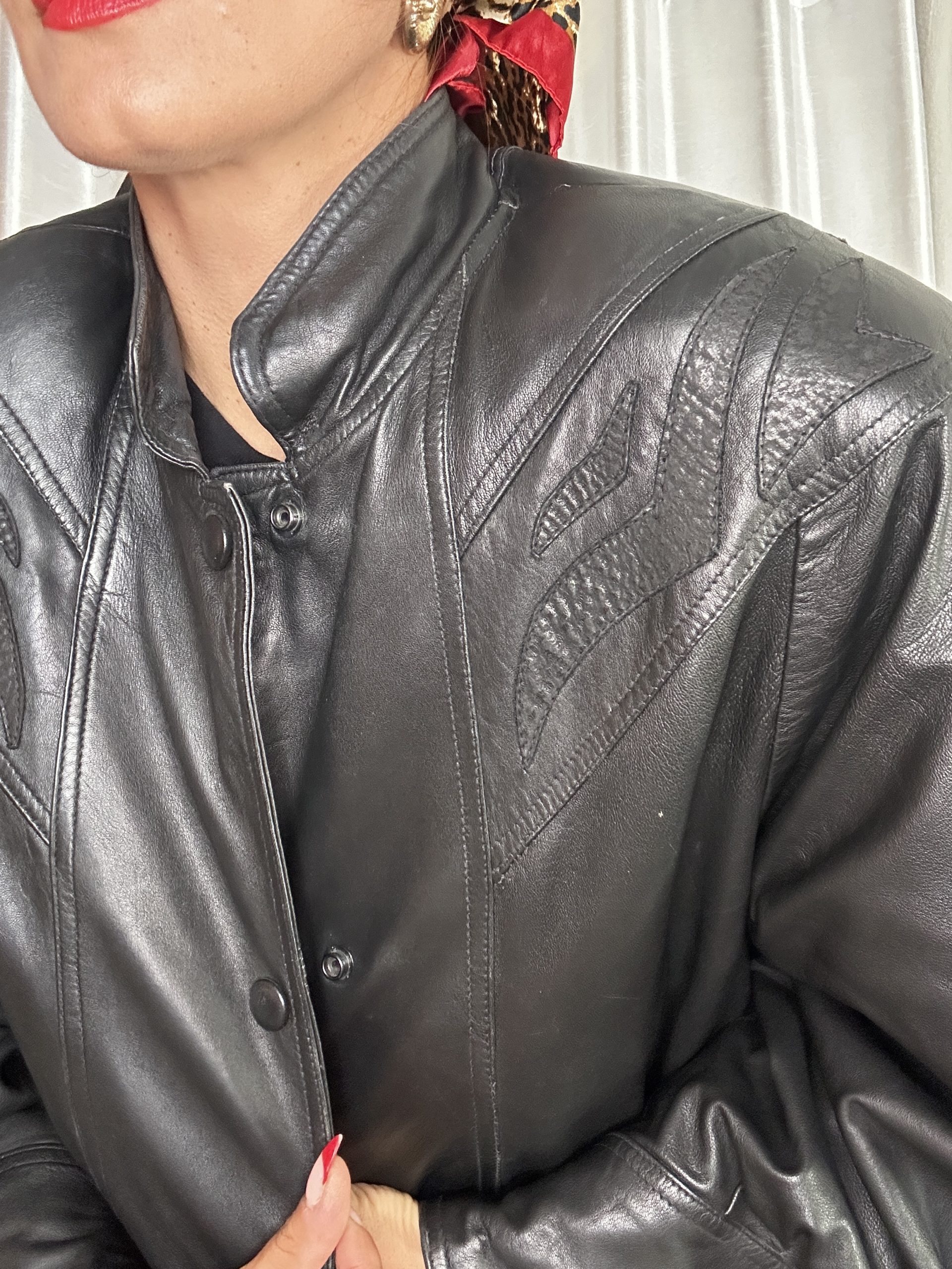 Veste en cuir d’agneau pleine fleur – made in France – Années 80 – – Image 7