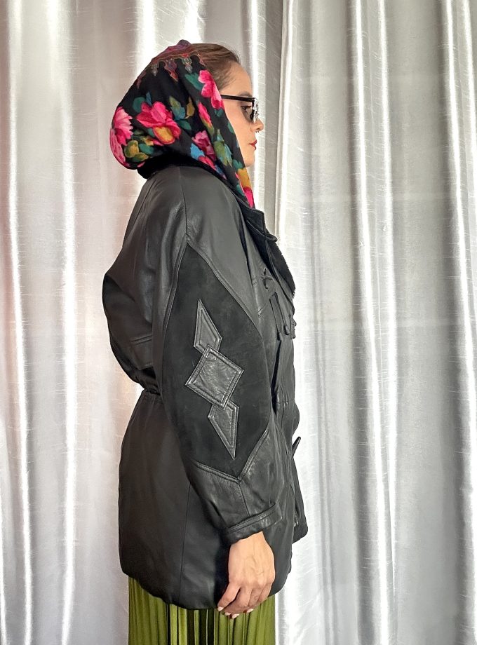Veste vintage en fleur de cuir – années 70/80 – taille unique