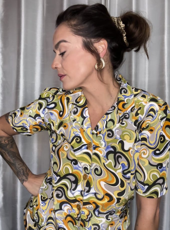 Chemisier Vintage 70’s Psyché – Made in France – Taille 38