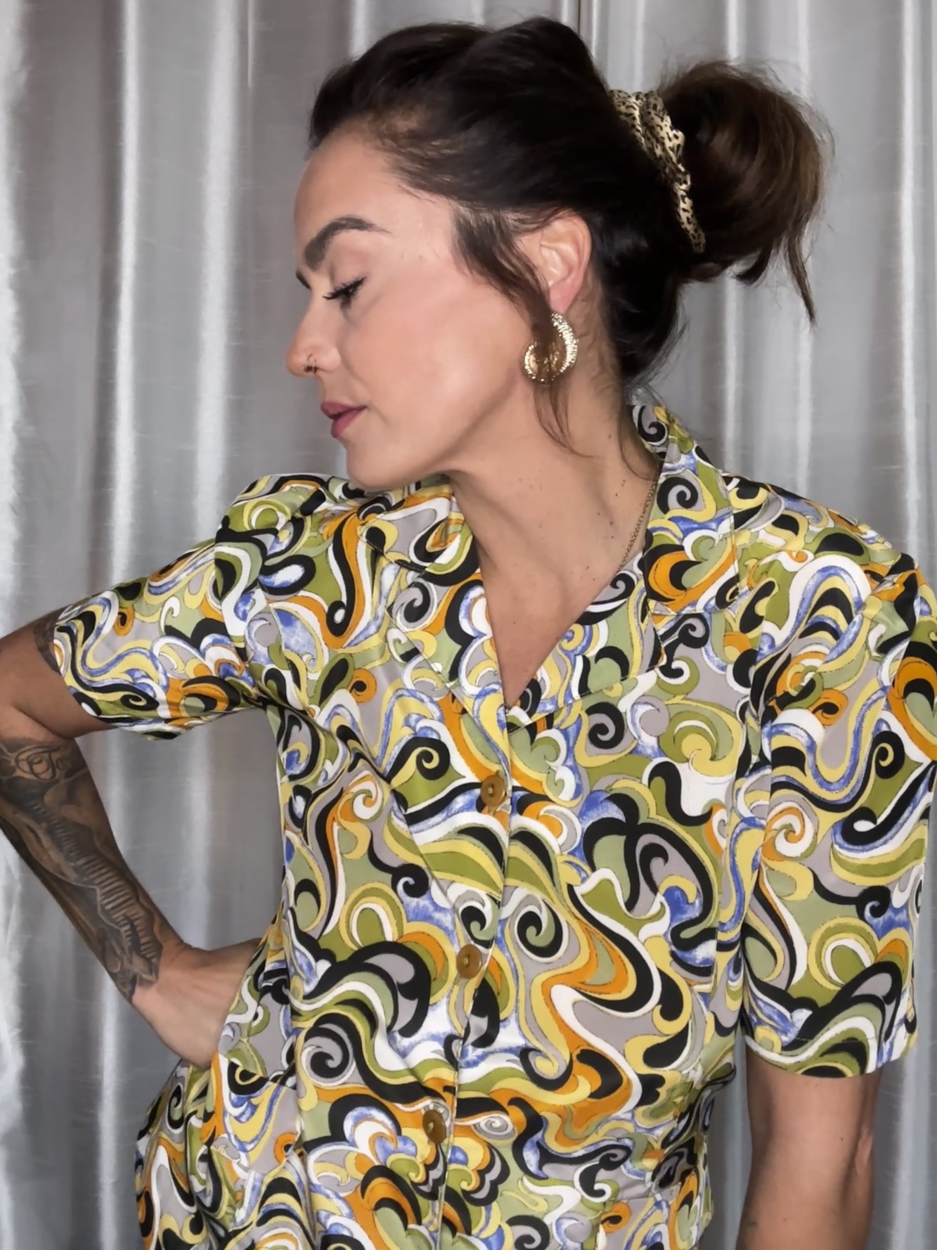 Chemisier Vintage 70’s Psyché – Made in France – Taille 38