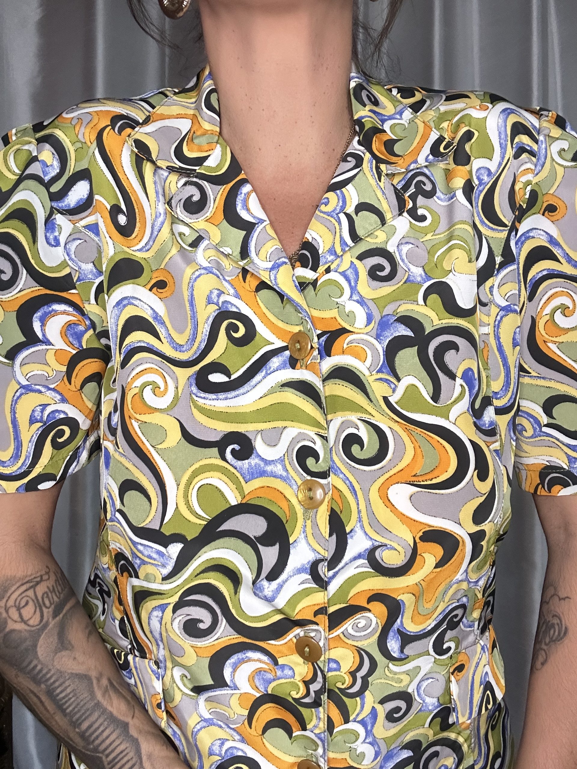Chemisier Vintage 70’s Psyché – Made in France – Taille 38 – Image 5