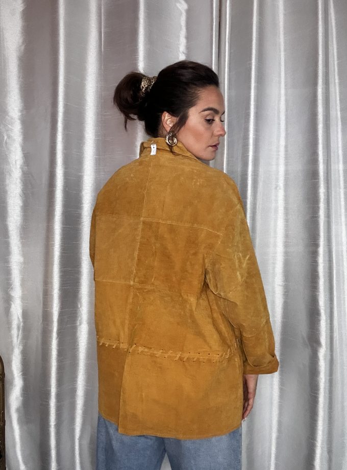 Veste Vintage en Croûte de Cuir – Made in France – Camel – Taille 50/52