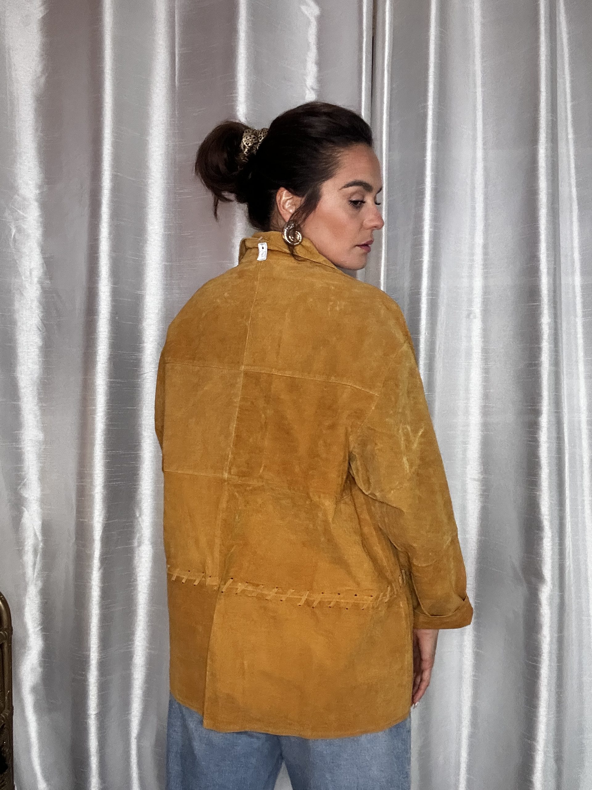 Veste Vintage en Croûte de Cuir – Made in France – Camel – Taille 50/52 – Image 4