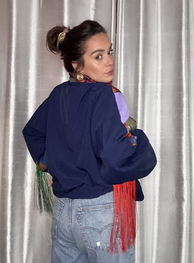 Veste Windbreaker Vintage – Custom Franges – Pièce Unique – Taille L/XL
