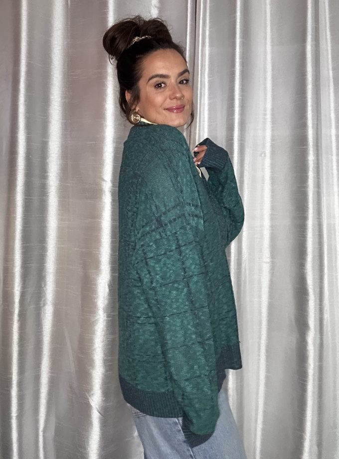 Pull Pierre Cardin 80/90’s – Maille Vert/Bleu – XL Made in France