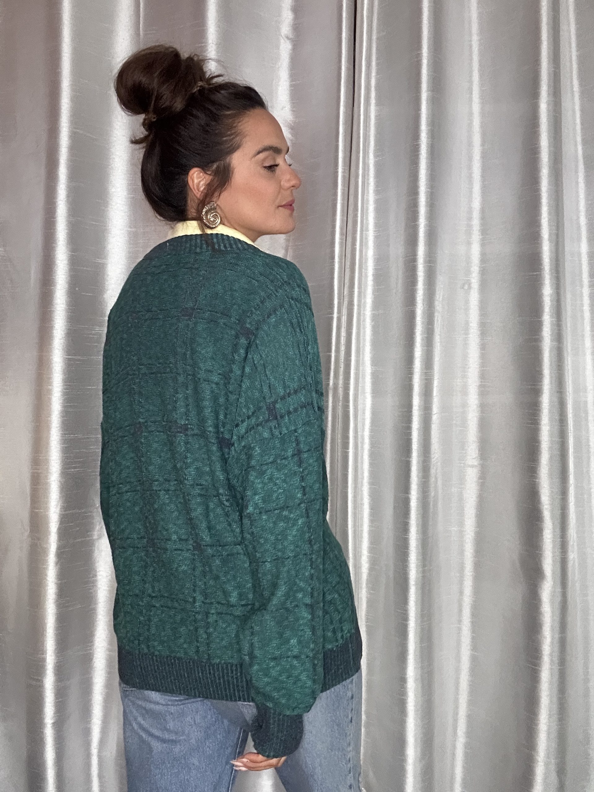 Pull Pierre Cardin 80/90’s – Maille Vert/Bleu – XL Made in France – Image 6