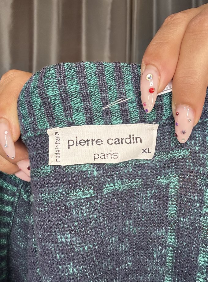 Pull Pierre Cardin 80/90’s – Maille Vert/Bleu – XL Made in France